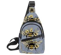 KengjuTesu Bee Yellow Flowers Crossbody Sling Backpack Sling Bag for Workout Running Traveling Hiking, Crossbody Fanny Packs Chest Bag with Adjustable Strap for Women Men