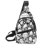 KengjuTesu Black White Easter Eggs a Crossbody Sling Backpack Sling Bag for Workout Running Traveling Hiking, Crossbody Fanny Packs Chest Bag with Adjustable Strap for Women Men