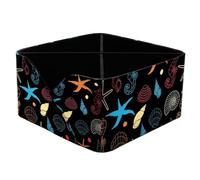 KengjuTesu Blue Red Seahorse Stars Conch Desktop Organizer Pen Holder, Rectangular Pencil Cup for Office, Study and Makeup Stations