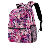 KengjuTesu Campus Backpack Travel Daypacks School Rucksack Bookbag with Bottle Holder for Girls Boys,Pink Flower Bush