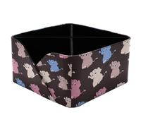 KengjuTesu Cartoon Animal Cure Elephant Blue Pink Brown Pattern Desktop Organizer Pen Holder, Rectangular Pencil Cup for Office, Study and Makeup Stations