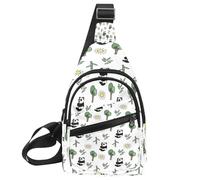 KengjuTesu Cartoon Panda Pattern Crossbody Sling Backpack Sling Bag for Workout Running Traveling Hiking, Crossbody Fanny Packs Chest Bag with Adjustable Strap for Women Men