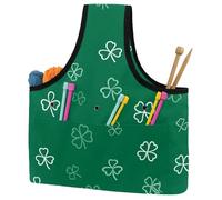 KengjuTesu Clover Green Yarn Bag, Crochet Bag and Tote Organizer, Twill Fabric Portable Yarn Storage Bags for Crochet Hooks, Crochet Accessories Knitting Bag for Crochet Lovers