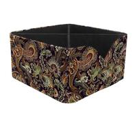 KengjuTesu Colorful Ethnic Paisley Pattern Desktop Organizer Pen Holder, Rectangular Pencil Cup for Office, Study and Makeup Stations