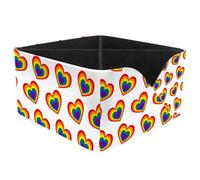 KengjuTesu Colorful Love Heart Double Pattern Desktop Organizer Pen Holder, Rectangular Pencil Cup for Office, Study and Makeup Stations