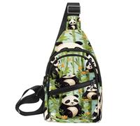 KengjuTesu Cure Panda Print Crossbody Sling Backpack Sling Bag for Workout Running Traveling Hiking, Crossbody Fanny Packs Chest Bag with Adjustable Strap for Women Men