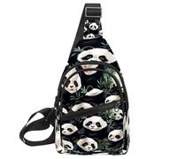 KengjuTesu Cute Panda Crossbody Sling Backpack Sling Bag for Workout Running Traveling Hiking, Crossbody Fanny Packs Chest Bag with Adjustable Strap for Women Men
