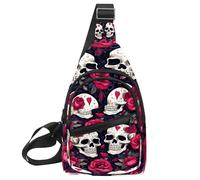 KengjuTesu Darling Flowers Skeleton Crossbody Sling Backpack Sling Bag for Workout Running Traveling Hiking, Crossbody Fanny Packs Chest Bag with Adjustable Strap for Women Men