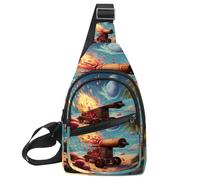 KengjuTesu Date Palm Iftar Cannon L Crossbody Sling Backpack Sling Bag for Workout Running Traveling Hiking, Crossbody Fanny Packs Chest Bag with Adjustable Strap for Women Men