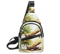 KengjuTesu Date Palm Iftar Cannon M Crossbody Sling Backpack Sling Bag for Workout Running Traveling Hiking, Crossbody Fanny Packs Chest Bag with Adjustable Strap for Women Men