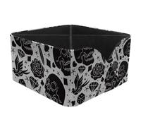 KengjuTesu Day of the Dead Skulls Bird Rose Diamond Pattern Desktop Organizer Pen Holder, Rectangular Pencil Cup for Office, Study and Makeup Stations