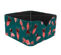 KengjuTesu Fish with Water Splashes Doodle Pattern Desktop Organizer Pen Holder, Rectangular Pencil Cup for Office, Study and Makeup Stations