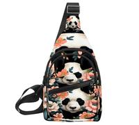 KengjuTesu Flower Panda Crossbody Sling Backpack Sling Bag for Workout Running Traveling Hiking, Crossbody Fanny Packs Chest Bag with Adjustable Strap for Women Men