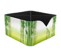 KengjuTesu Green Bamboo Scene in the Morning Desktop Organizer Pen Holder, Rectangular Pencil Cup for Office, Study and Makeup Stations