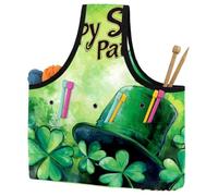 KengjuTesu Green Clover Hat Yarn Bag, Crochet Bag and Tote Organizer, Twill Fabric Portable Yarn Storage Bags for Crochet Hooks, Crochet Accessories Knitting Bag for Crochet Lovers