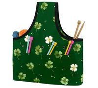 KengjuTesu Green Clover Pattern Yarn Bag, Crochet Bag and Tote Organizer, Twill Fabric Portable Yarn Storage Bags for Crochet Hooks, Crochet Accessories Knitting Bag for Crochet Lovers