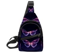 KengjuTesu Growing Purple Butterflies Crossbody Sling Backpack Sling Bag for Workout Running Traveling Hiking, Crossbody Fanny Packs Chest Bag with Adjustable Strap for Women Men