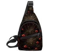 KengjuTesu Halloween Spider Web a Crossbody Sling Backpack Sling Bag for Workout Running Traveling Hiking, Crossbody Fanny Packs Chest Bag with Adjustable Strap for Women Men