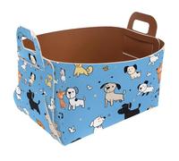 KengjuTesu Hand-painted Dogs Background Storage Box with Handles, Collapsible Foldable Storage Bin, PU Storage Baskets Storage Organizer for Shelves Bedroom Closet Nursery Toys Laundry Office