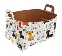 KengjuTesu Hand-painted Dogs Storage Box with Handles, Collapsible Foldable Storage Bin, PU Storage Baskets Storage Organizer for Shelves Bedroom Closet Nursery Toys Laundry Office
