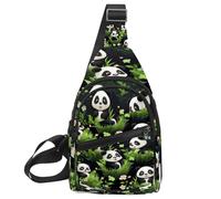 KengjuTesu Happy Baby Panda Crossbody Sling Backpack Sling Bag for Workout Running Traveling Hiking, Crossbody Fanny Packs Chest Bag with Adjustable Strap for Women Men