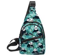 KengjuTesu Happy Panda Pattern Crossbody Sling Backpack Sling Bag for Workout Running Traveling Hiking, Crossbody Fanny Packs Chest Bag with Adjustable Strap for Women Men