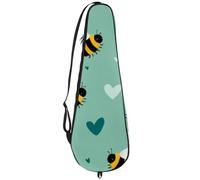 KengjuTesu Lightweight Padded Badminton Racket Cover Bag, Tennis Racquet Cover with Adjustable Shoulder Strap, Bees Hearts Green