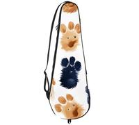 KengjuTesu Lightweight Padded Badminton Racket Cover Bag, Tennis Racquet Cover with Adjustable Shoulder Strap, Dog Head Paw Print