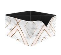 KengjuTesu Marble Print Gold Geometric Shapes Desktop Organizer Pen Holder, Rectangular Pencil Cup for Office, Study and Makeup Stations