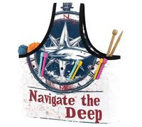 KengjuTesu Navigate The Deep Shark Yarn Bag, Crochet Bag and Tote Organizer, Twill Fabric Portable Yarn Storage Bags for Crochet Hooks, Crochet Accessories Knitting Bag for Crochet Lovers