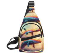 KengjuTesu Painted Sky Whale a Crossbody Sling Backpack Sling Bag for Workout Running Traveling Hiking, Crossbody Fanny Packs Chest Bag with Adjustable Strap for Women Men