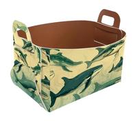 KengjuTesu Painted Whale H Storage Box with Handles, Collapsible Foldable Storage Bin, PU Storage Baskets Storage Organizer for Shelves Bedroom Closet Nursery Toys Laundry Office