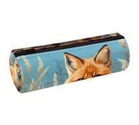 KengjuTesu PU Leather Pencil Case, Pencil Pouch with Zipper, Autumn Fox Pen Bag Office Supplies Stationery Organizer for Teens Girls Student Adults