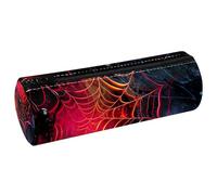 KengjuTesu PU Leather Pencil Case, Pencil Pouch with Zipper, Black Spider and Web Pen Bag Office Supplies Stationery Organizer for Teens Girls Student Adults