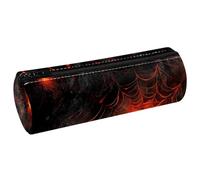 KengjuTesu PU Leather Pencil Case, Pencil Pouch with Zipper, Halloween Big Spider Web Pen Bag Office Supplies Stationery Organizer for Teens Girls Student Adults