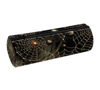 KengjuTesu PU Leather Pencil Case, Pencil Pouch with Zipper, Halloween Spider Web I Pen Bag Office Supplies Stationery Organizer for Teens Girls Student Adults