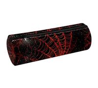 KengjuTesu PU Leather Pencil Case, Pencil Pouch with Zipper, Halloween Spider Web M Pen Bag Office Supplies Stationery Organizer for Teens Girls Student Adults