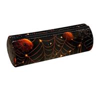 KengjuTesu PU Leather Pencil Case, Pencil Pouch with Zipper, Halloween Spider Web Pen Bag Office Supplies Stationery Organizer for Teens Girls Student Adults
