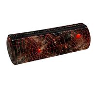 KengjuTesu PU Leather Pencil Case, Pencil Pouch with Zipper, Halloween Two Spider Web Pen Bag Office Supplies Stationery Organizer for Teens Girls Student Adults