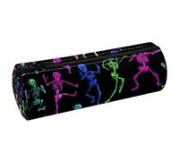 KengjuTesu PU Leather Pencil Case, Pencil Pouch with Zipper, Neon Skeleton Pattern Pen Bag Office Supplies Stationery Organizer for Teens Girls Student Adults