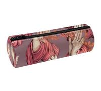 KengjuTesu PU Leather Pencil Case, Pencil Pouch with Zipper, Praying Hands a Pen Bag Office Supplies Stationery Organizer for Teens Girls Student Adults