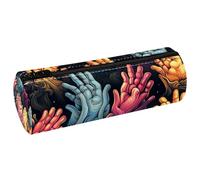 KengjuTesu PU Leather Pencil Case, Pencil Pouch with Zipper, Praying Hands H Pen Bag Office Supplies Stationery Organizer for Teens Girls Student Adults
