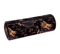 KengjuTesu PU Leather Pencil Case, Pencil Pouch with Zipper, Purple Black Dragon Pen Bag Office Supplies Stationery Organizer for Teens Girls Student Adults