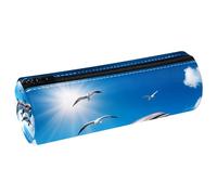 KengjuTesu PU Leather Pencil Case, Pencil Pouch with Zipper, Seagull Dolphin Pen Bag Office Supplies Stationery Organizer for Teens Girls Student Adults