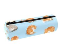 KengjuTesu PU Leather Pencil Case, Pencil Pouch with Zipper, Soft Lazy Cats Pen Bag Office Supplies Stationery Organizer for Teens Girls Student Adults