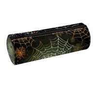 KengjuTesu PU Leather Pencil Case, Pencil Pouch with Zipper, Spider and Web Pen Bag Office Supplies Stationery Organizer for Teens Girls Student Adults