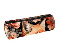 KengjuTesu PU Leather Pencil Case, Pencil Pouch with Zipper, Spring Fox M Pen Bag Office Supplies Stationery Organizer for Teens Girls Student Adults