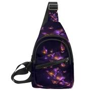 KengjuTesu Purple Growing Butterflies Crossbody Sling Backpack Sling Bag for Workout Running Traveling Hiking, Crossbody Fanny Packs Chest Bag with Adjustable Strap for Women Men