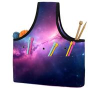 KengjuTesu Purple Starry Sky Yarn Bag, Crochet Bag and Tote Organizer, Twill Fabric Portable Yarn Storage Bags for Crochet Hooks, Crochet Accessories Knitting Bag for Crochet Lovers