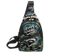 KengjuTesu Raccoon in Treen Crossbody Sling Backpack Sling Bag for Workout Running Traveling Hiking, Crossbody Fanny Packs Chest Bag with Adjustable Strap for Women Men